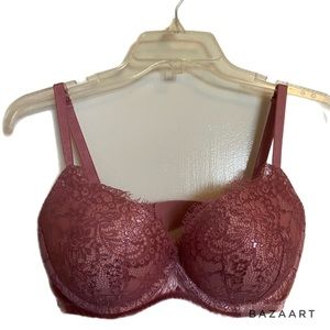 Victorias Secret Pink Lace Velvet Push-up Bra